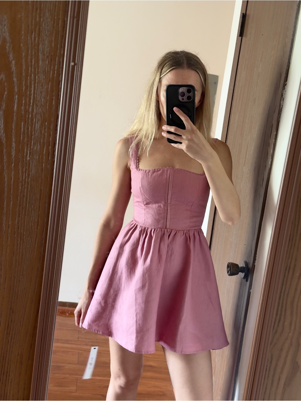 NWT Reformation Sheri Linen Dress rose, size:0, 100% linen